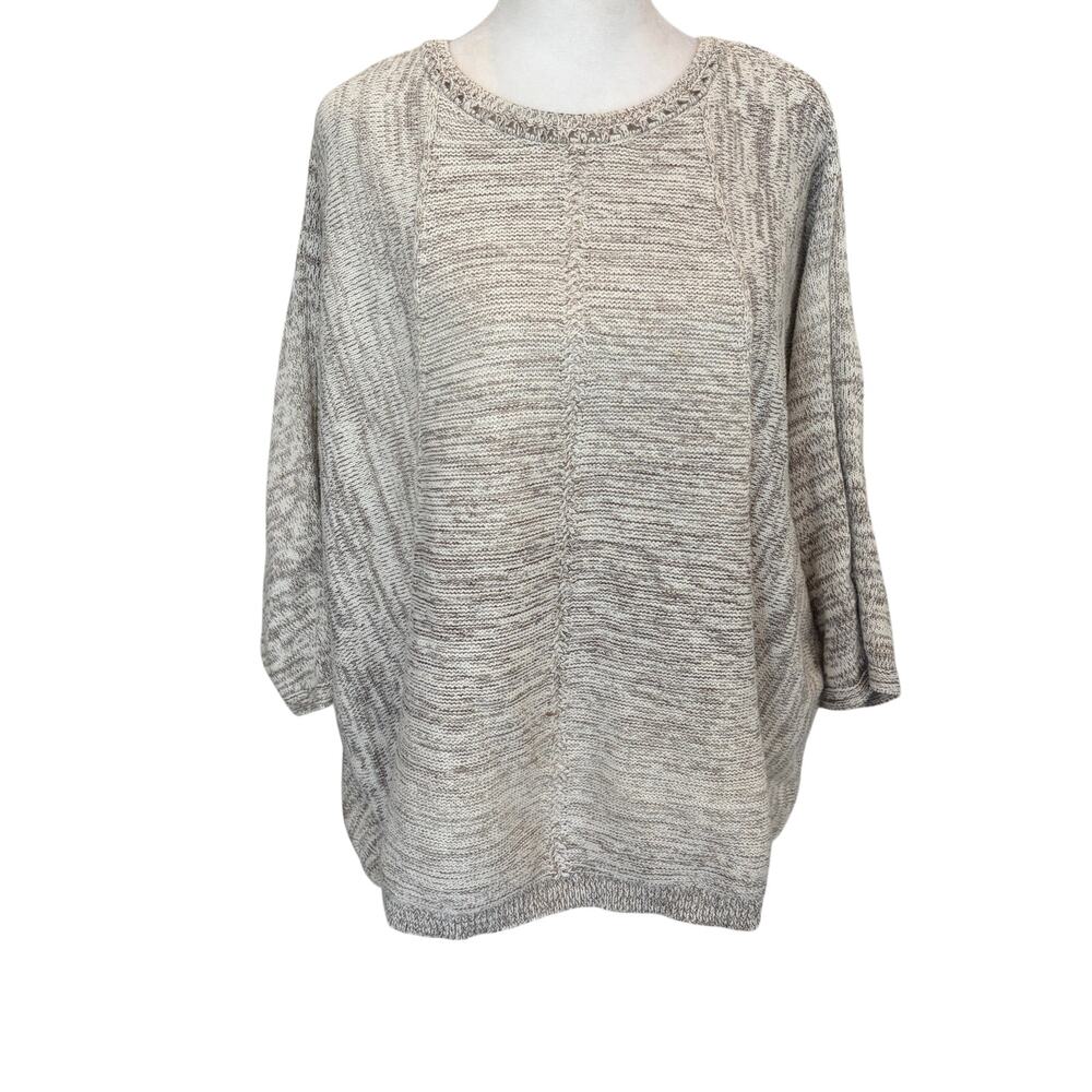 Purely Jill Tan / Ivory Boxy Short Sleeve Sweater Womens Size Medium